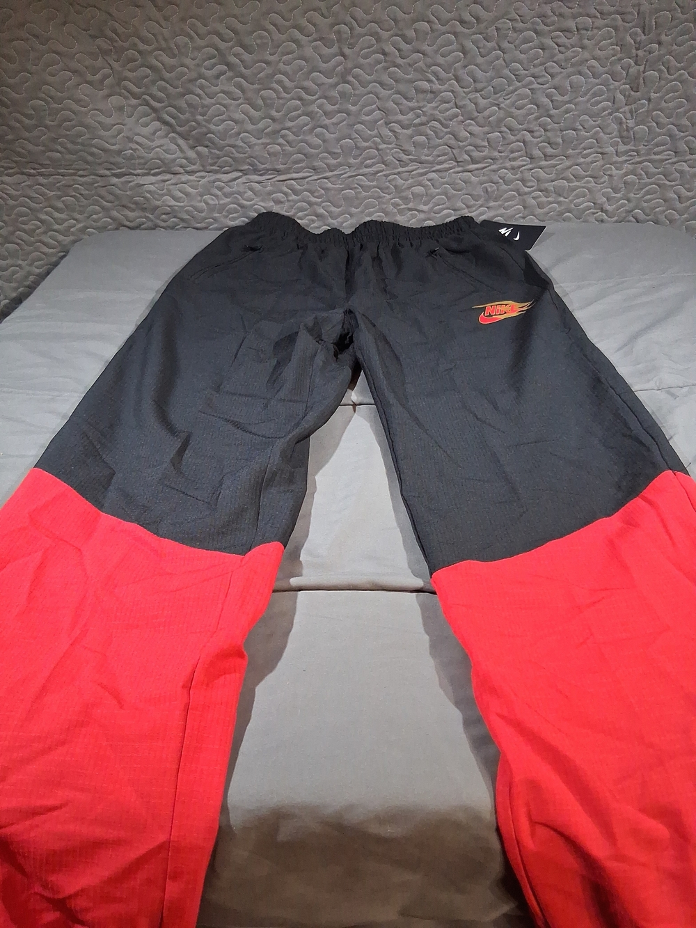 Nike Kids Black and Red Colorblock Track Pants